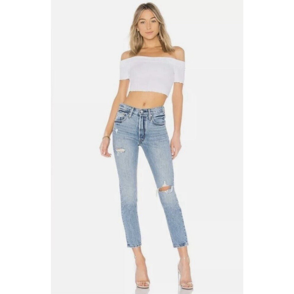 LEVIS 501 Distressed Cropped Skinny Jeans Medium Wash Cant Touch This Size 25